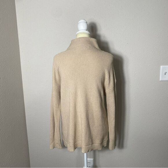 Michael Kors Beige Mock Neck Ribbed Knit Sweater Women's Size Large - Picture 9 of 16
